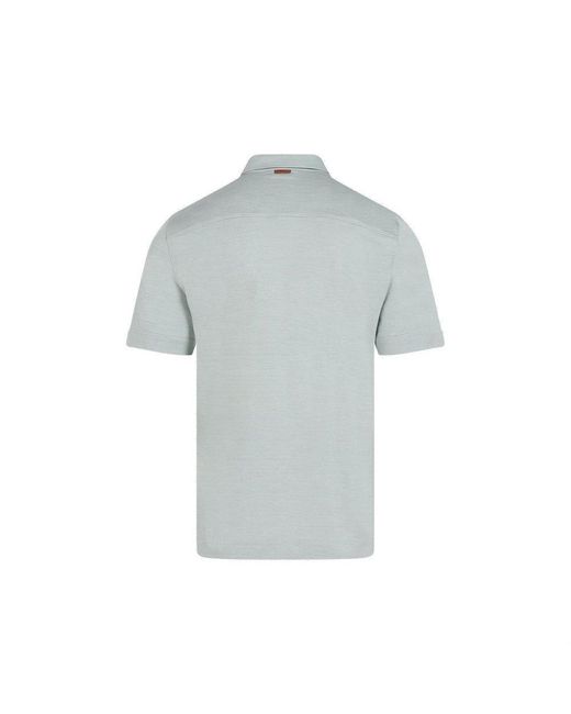 Zegna Blue Short-sleeved Straight-hem Polo Shirt for men