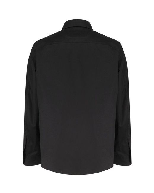 Zegna Black Curved Hem Twill Shirt for men