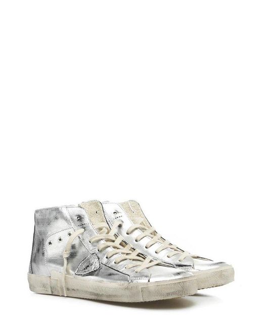 Philippe Model White Metallic Effect High-top Sneakers