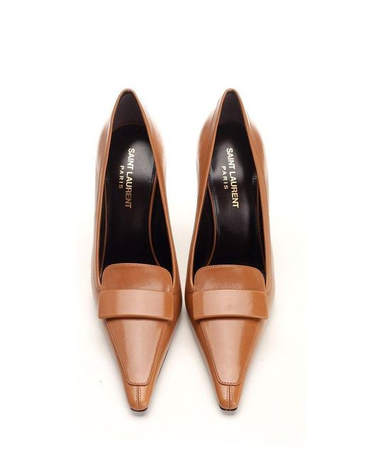 Saint Laurent Brown D'Orsay Pointed Toe Pumps