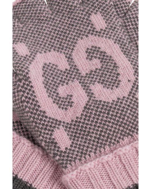 Gucci Pink GG Cashmere Fingerless Gloves