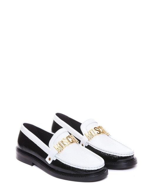 Moschino Black Two-toned Slip-on Loafers