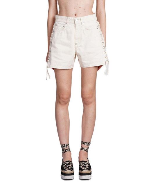 Stella McCartney White Side Lace-up Detailed Twill Shorts