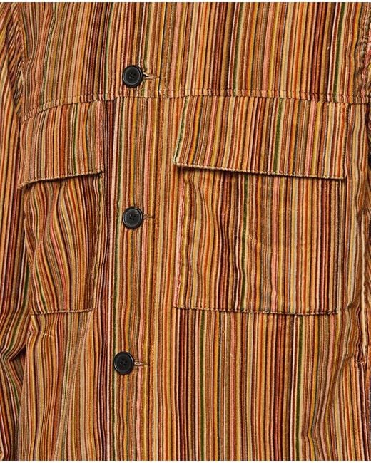 Paul Smith Brown Signature Stripe Corduroy Overshirt for men