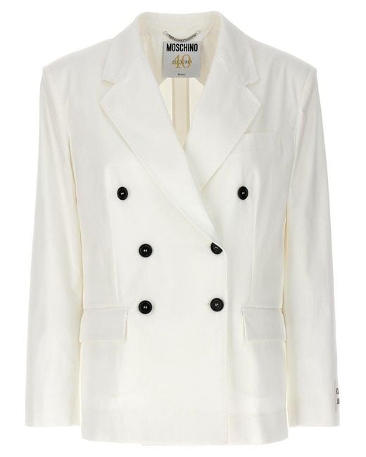 Moschino Natural Double-breasted Blazer Blazer And Suits
