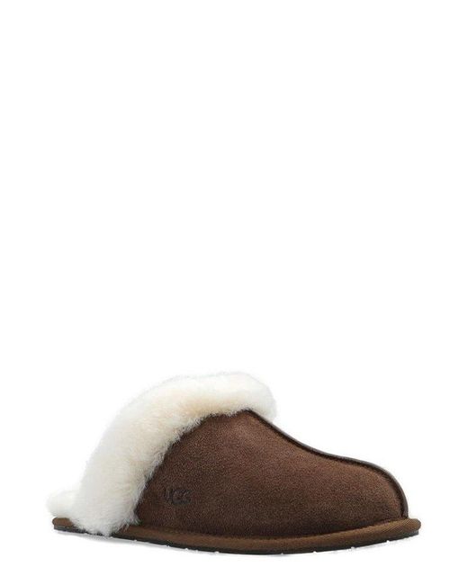 Ugg Brown Scuffette Ii Logo Embossed Slippers