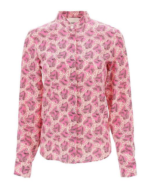 Isabel Marant Pink Ilda Silk Shirt With Paisley Print