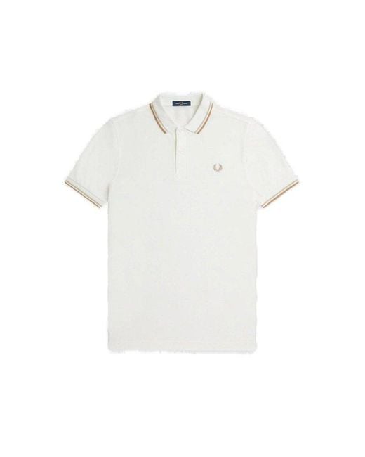 Fred Perry White Twin Tipped Short-sleeved Polo Shirt for men