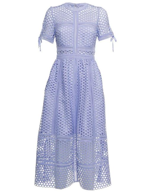 オールインワン・サロペット Self-Portrait Lilac Lace Midi Dress Lilac Lace Button Front Midi Dress – self-portrait-US