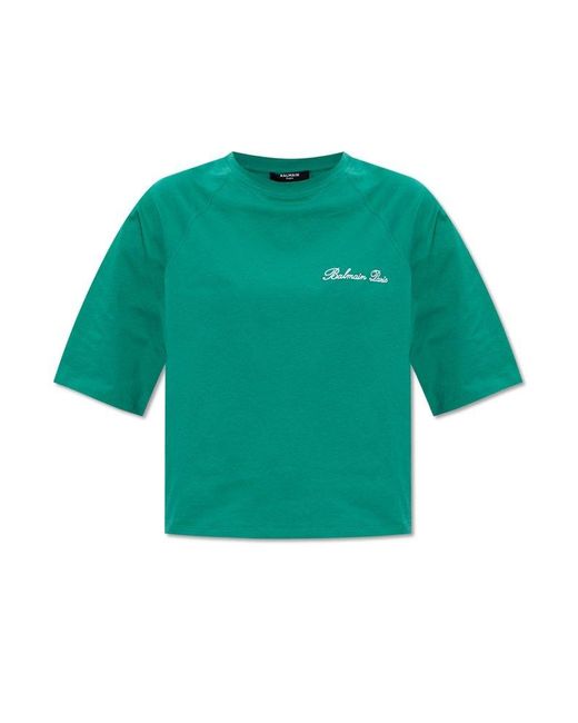 Balmain Green Cotton T-shirt,