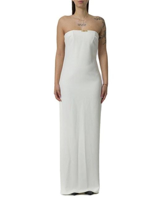 Elisabetta Franchi White Lightweight Double Layer Crêpe Carpet Dress