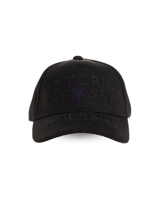 Emporio Armani Black Baseball Cap With Logo, for men