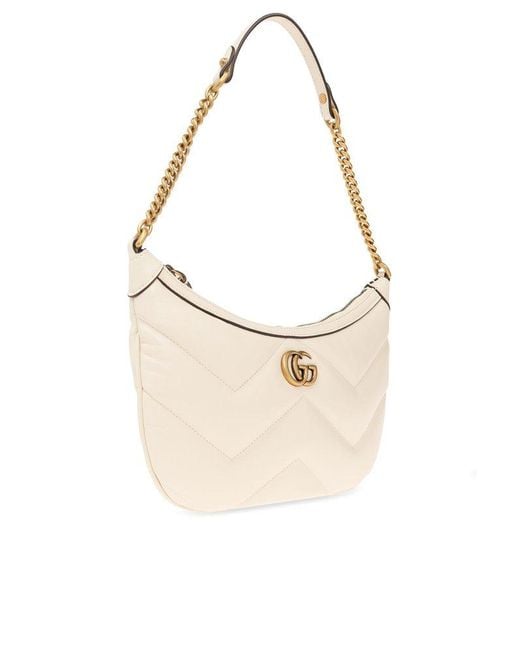 Gucci White GG Marmont Small Shoulder Bag