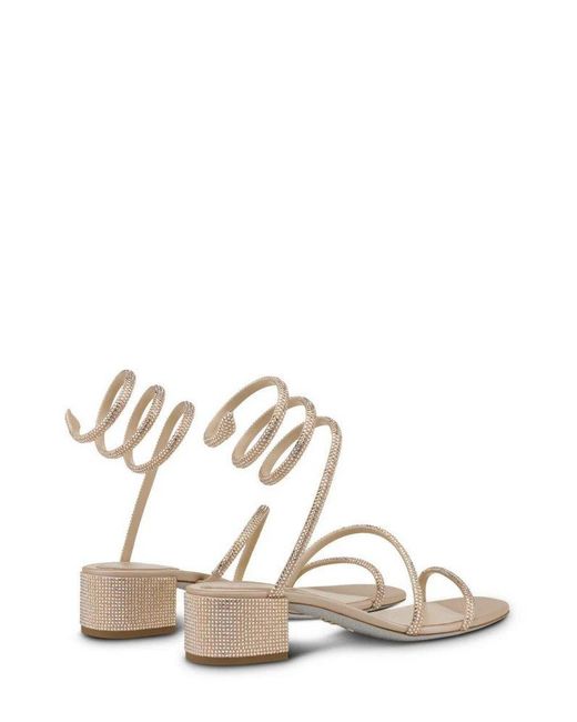 Rene Caovilla Natural Cleo Embellished Block-heeled Sandals