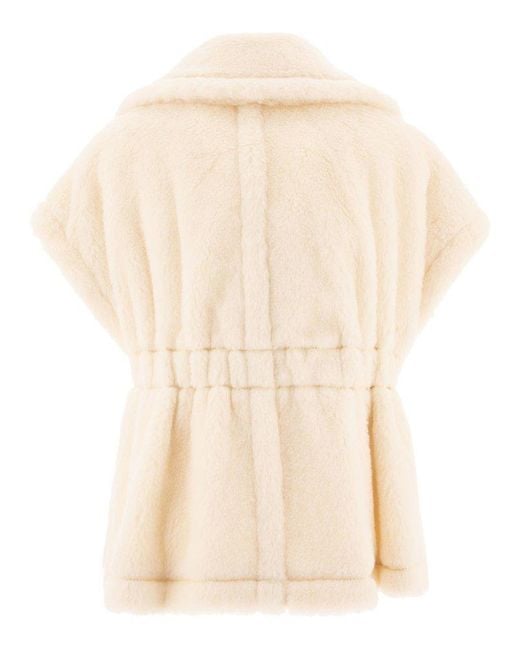 Max Mara Belted Short-Sleeved Cape in Natural | Lyst