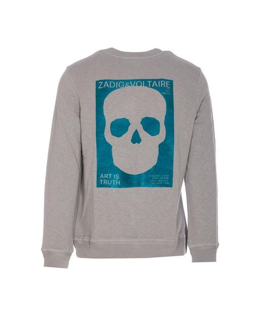 Zadig & Voltaire Gray Skull Block Sweatshirt for men