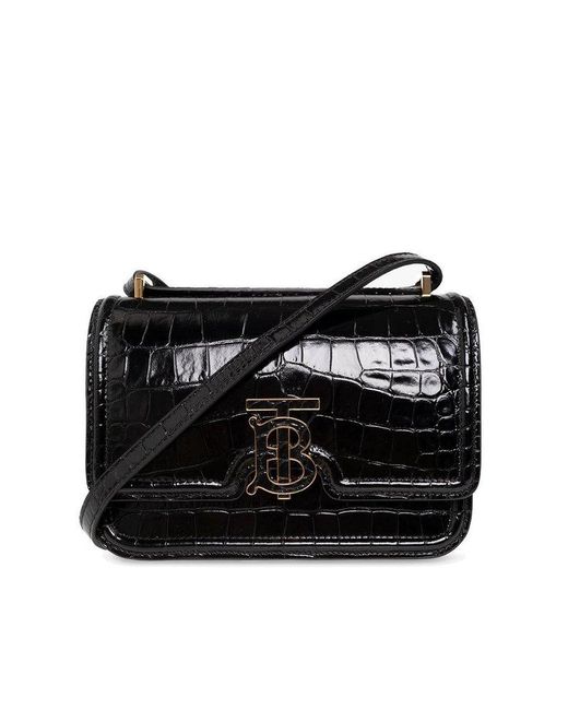 Burberry 'tb Small' Leather Shoulder Bag in Black | Lyst