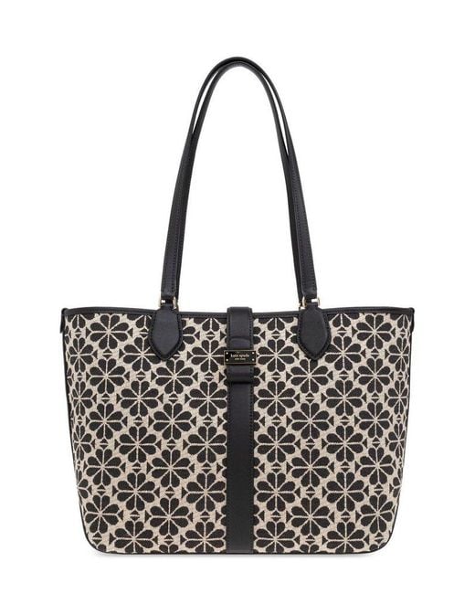 Kate Spade Black Spade Flower Jacquard Medium Open Tote Bag