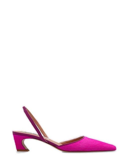 Acne Pink Hairy Slingback Pumps