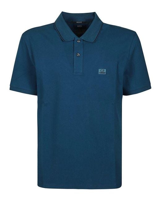 C P Company Blue Stretch Piquet Polo Shirt for men
