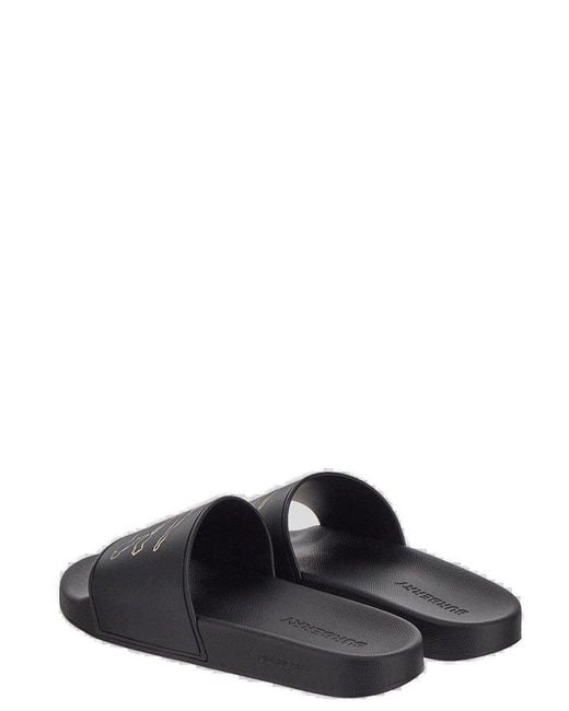 Burberry Black Check Ekd-printed Slip-on Slides for men