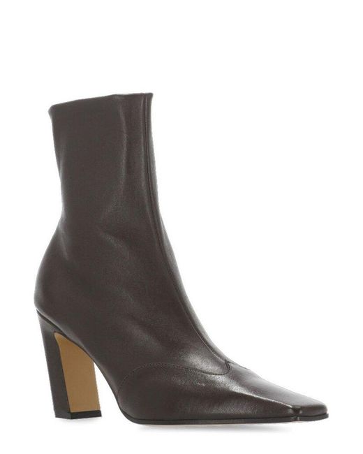 Khaite Brown Nevada Square-Toe Ankle Boots
