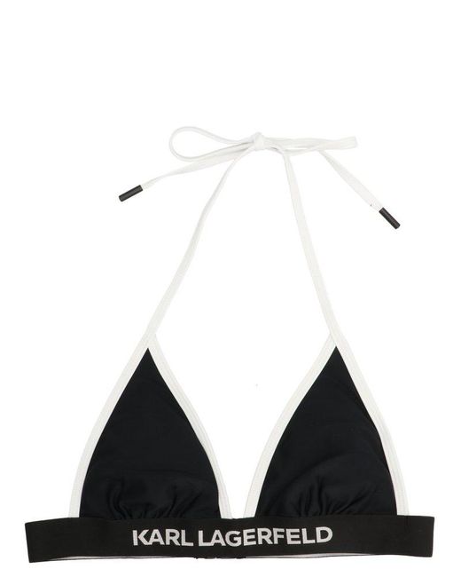 Karl Lagerfeld Black 'karl' Logo Bikini Top