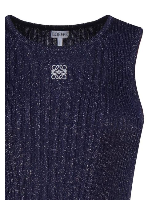 Loewe Blue Rib-knitted Tank Dress