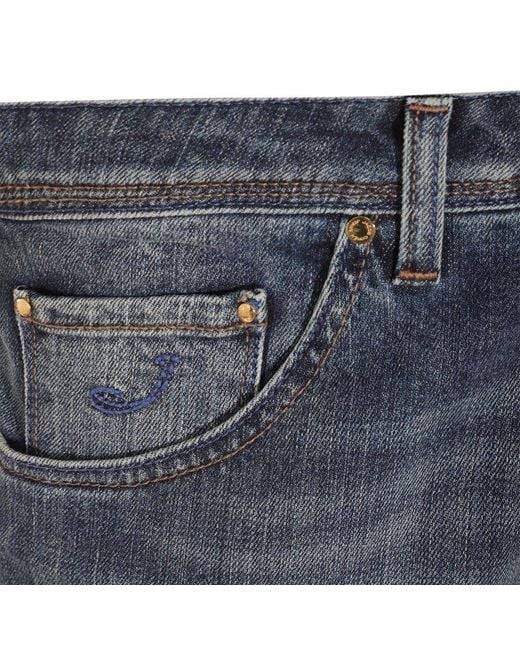 Jacob Cohen Blue Logo Embroidered Slim-Fit Jeans for men