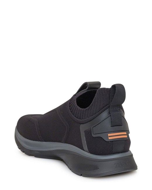 zegna round toe slip on sneakers