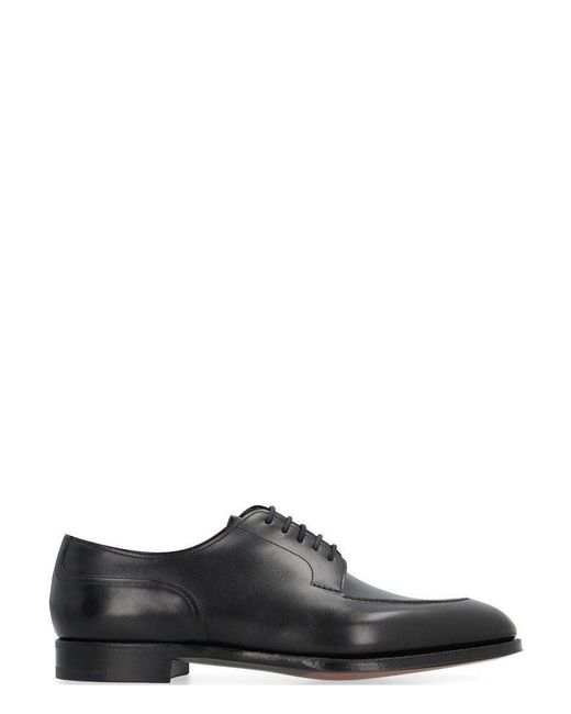 Edward Green Black Almond Toe Lace-up Shoes for men