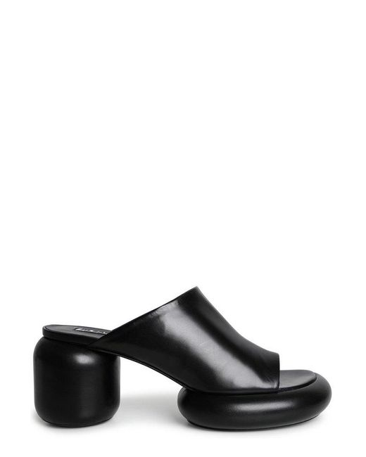 Jil Sander Leather Chunky Sole Sandals in Black - Lyst