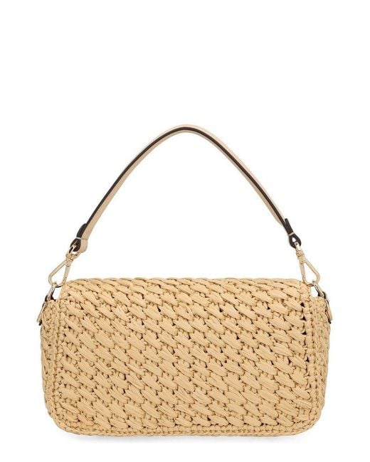 Fendi Metallic 'Baguette' Crochet Shoulder Bag With Adjustable And Remova