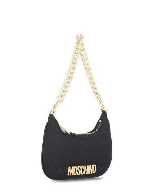 Moschino Black Brand-plaque Leather Shoulder Bag