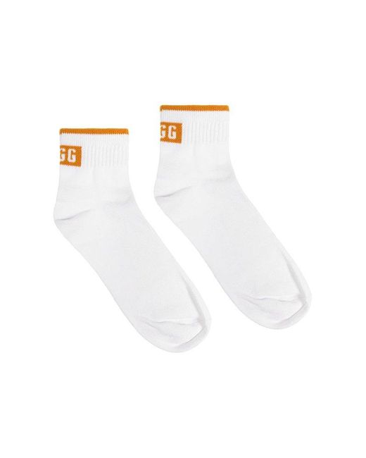 Ugg White Logo Intarsia Socks