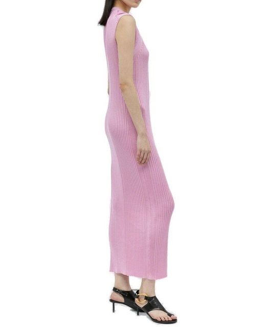 Jil Sander Pink Sleeveless Ribbed Maxi Dress