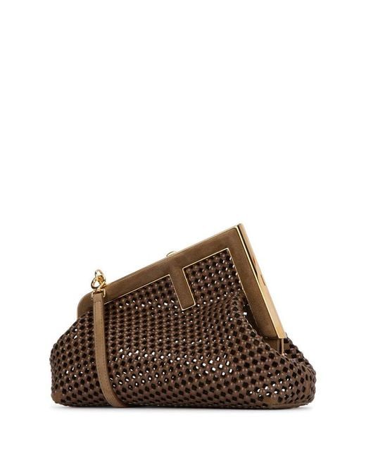 Fendi Brown First Cut-out Small Clutch Bag