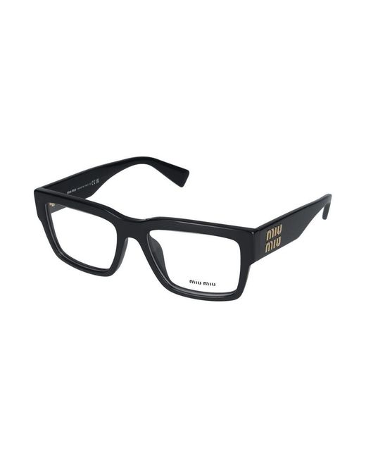 Rectangular Rim Designed Glasses Miu Miu Rectangular Frame Full Rim Glasses in Black | Lyst UK