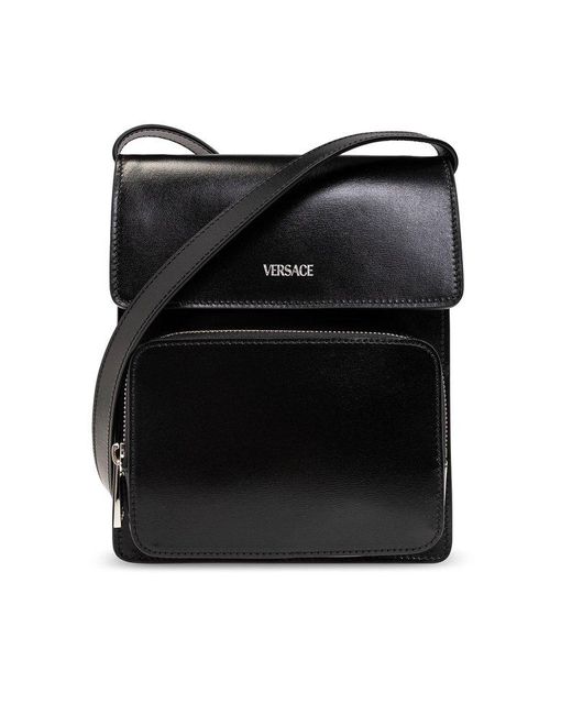 Versace Black Shoulder Bag With Logo for men