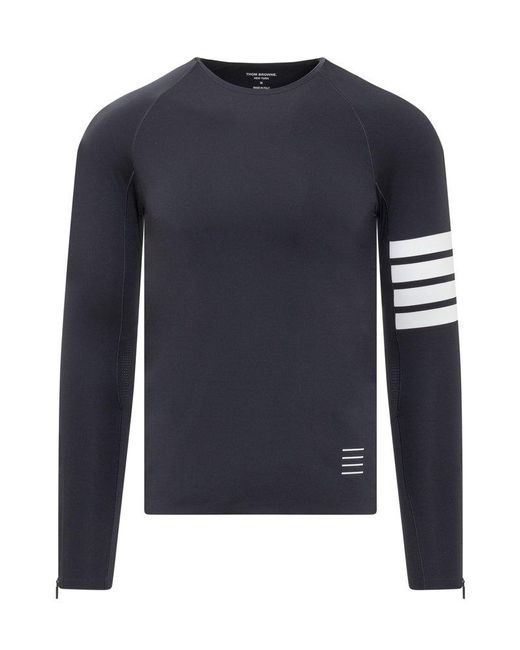 Thom Browne Blue Interlock 4-bar Stripe Crewneck T-shirt for men