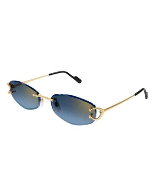 Cartier Blue Geometric Frame Sunglasses