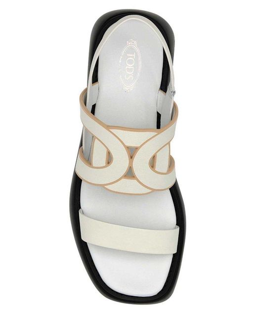Tod's White Cut-out Detailed Platform Sandals