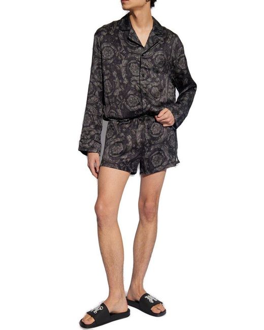 Versace Gray Silk Pyjama Shorts, for men