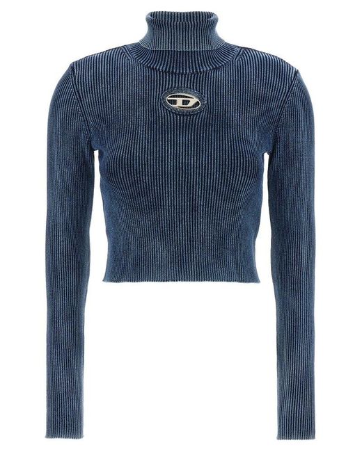 DIESEL Blue M-anchor-a Cut-out Knitted Cropped Top