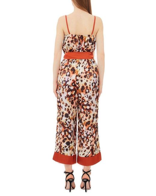Liu Jo Red Printed Satin Jumpsuit