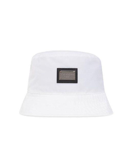Dolce & Gabbana White Bucket Hat With Logo