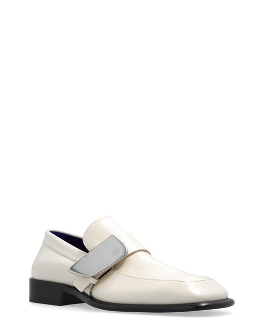 Burberry White Shield Buckle-detailed Loafers for men