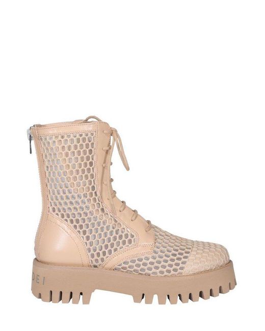Casadei Natural Mesh Detailed Ankle Boots