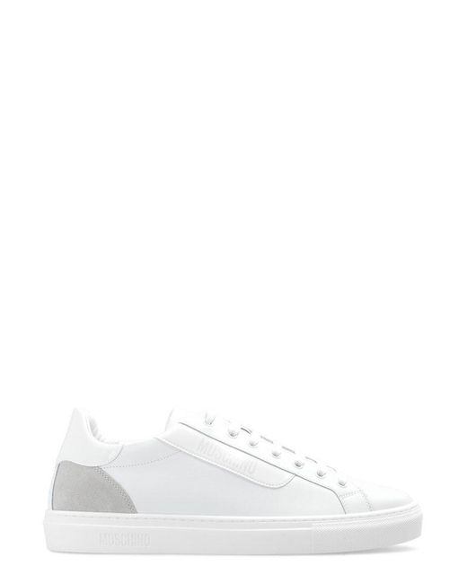 Moschino Round-toe Lace-up Sneakers in White for Men | Lyst