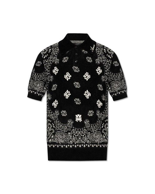 Amiri Black Paisley Polo Shirt, for men